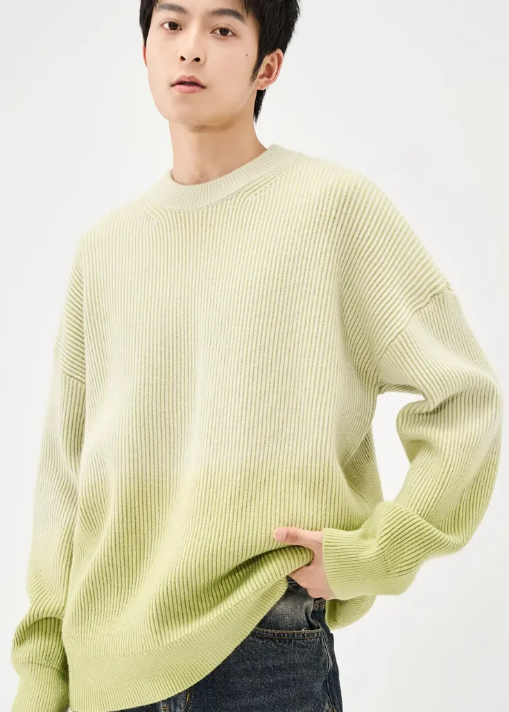 Ribbed Crew Neck Ombre Sweater