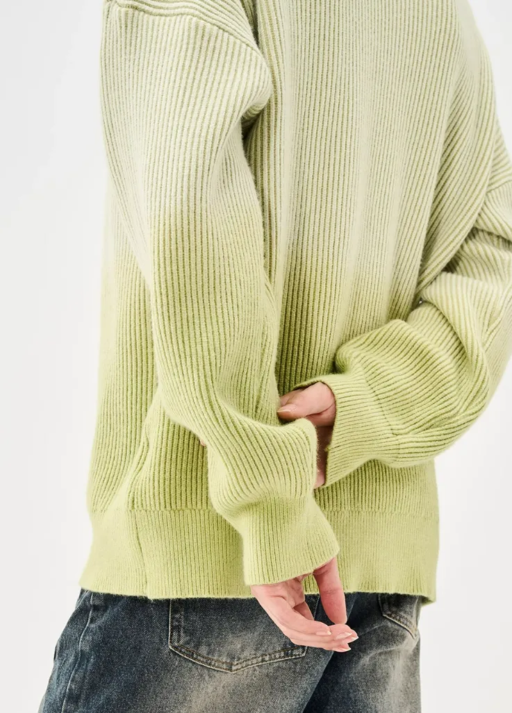 Ribbed Crew Neck Ombre Sweater