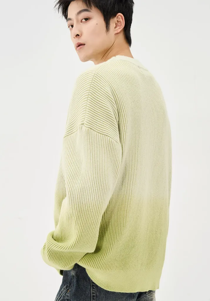 Ribbed Crew Neck Ombre Sweater