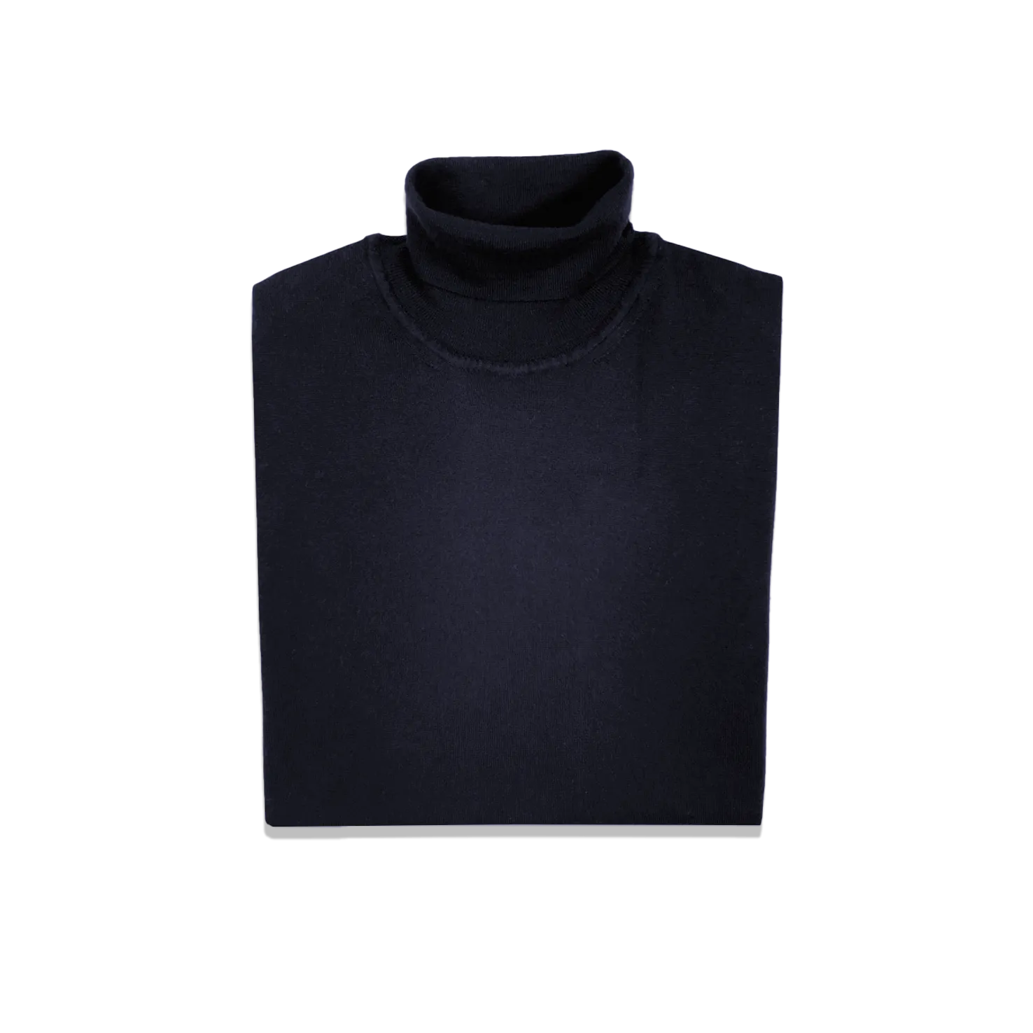 Roll Neck Jumper in Navy Cashmere Silk