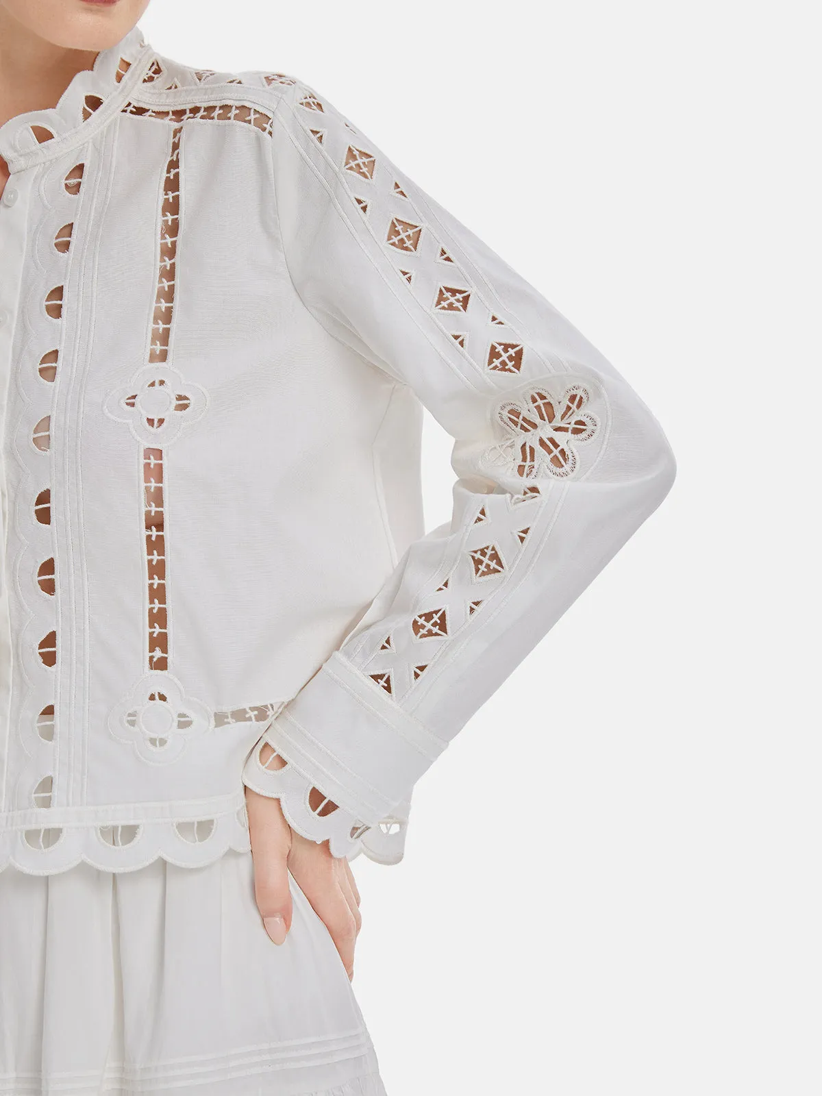 Romantic White Hollow-out Lace Blouse