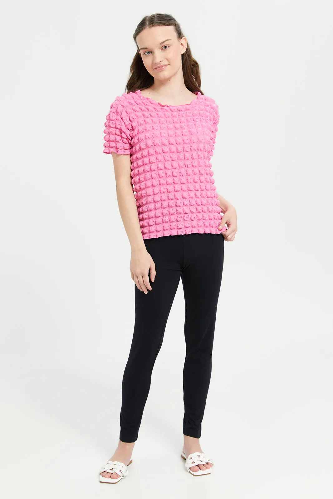 Senior Girls Fuchsia Crinkled Top