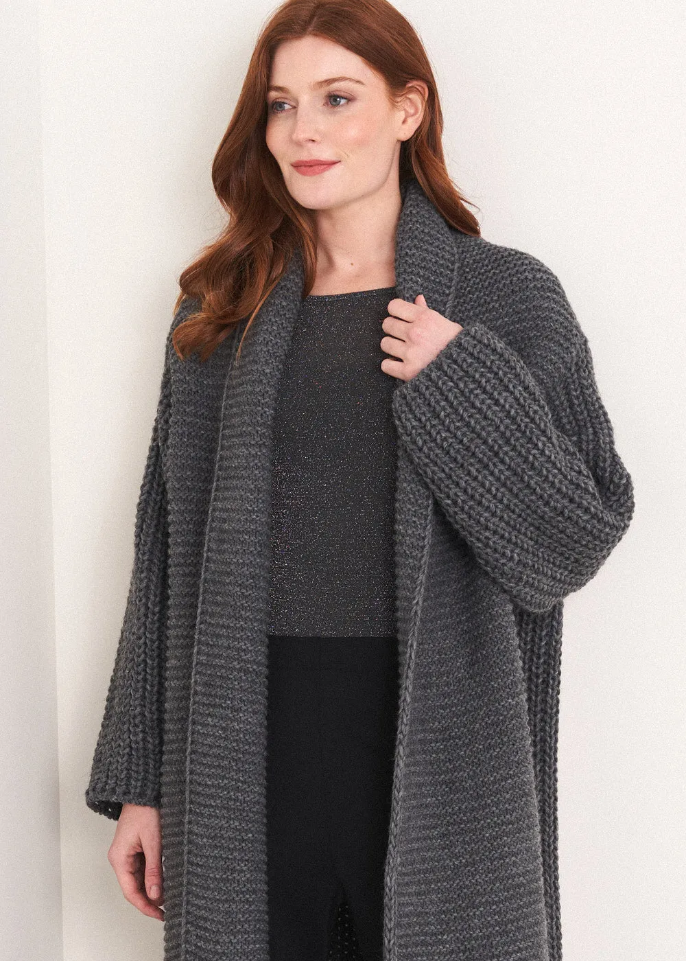 SKYLER LONG CARDIGAN - CHARCOAL