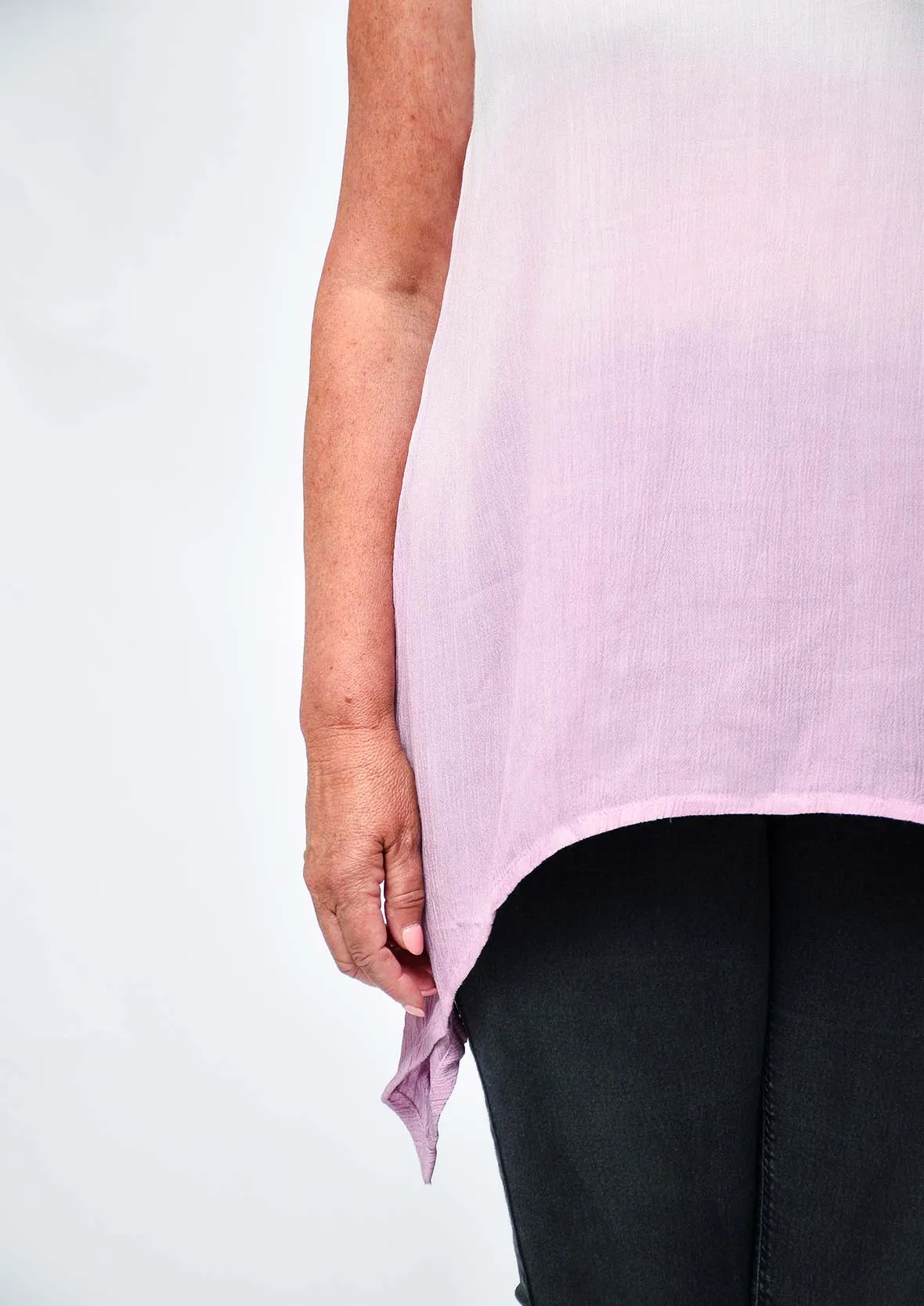 Sleeveless Ombre Top With Handkerchief Hem