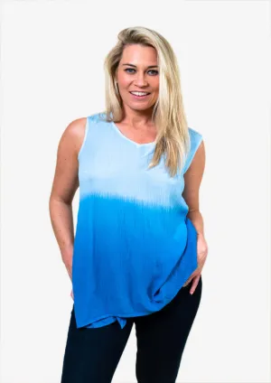 Sleeveless Ombre Top With Handkerchief Hem