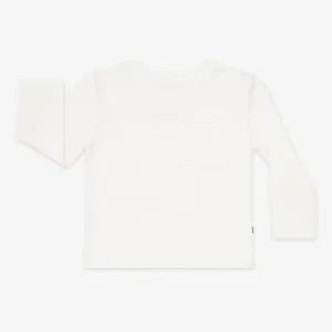 Soft White Long Sleeve Relaxed Pocket Tee