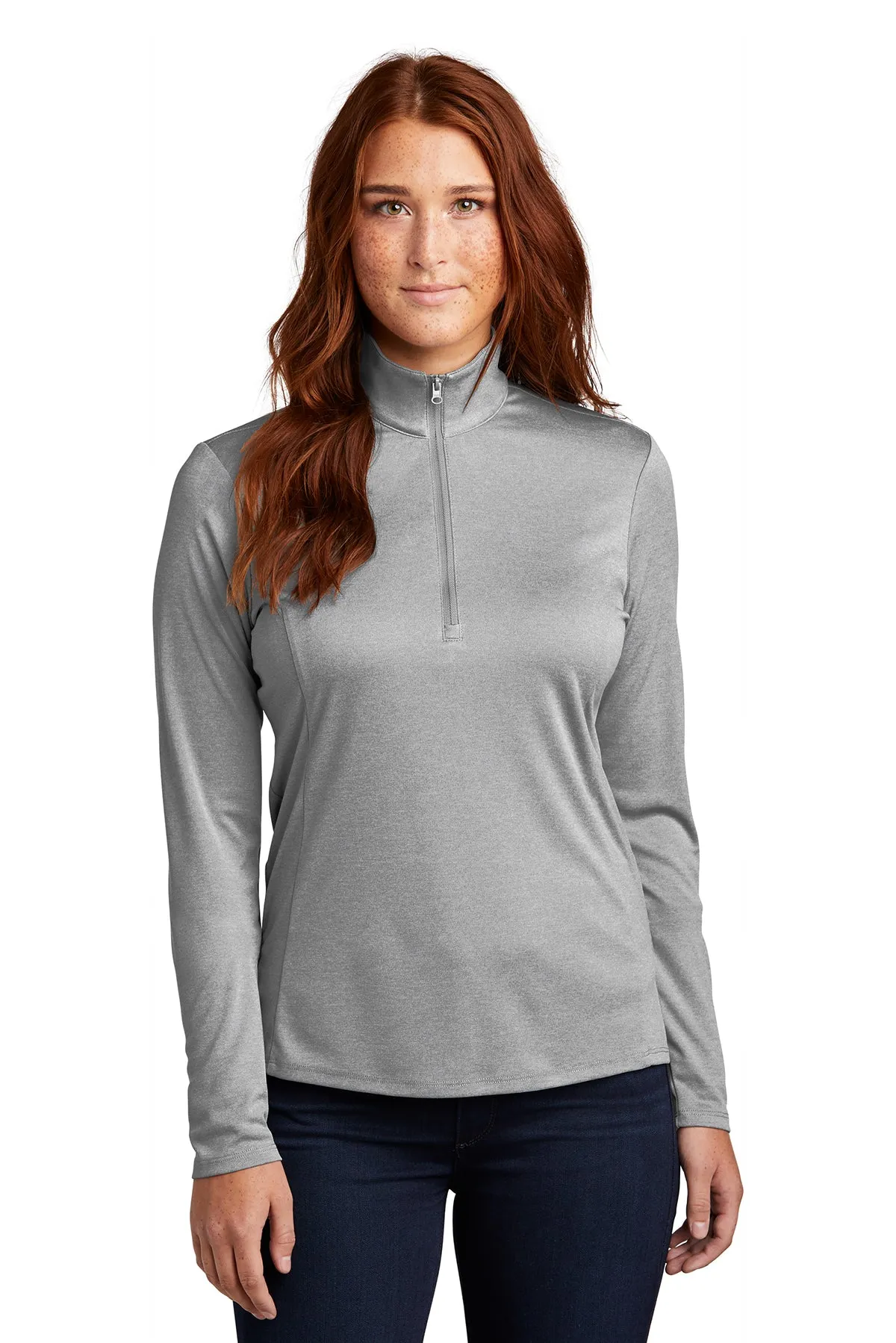 Sport-Tek Ladies Endeavor Customized 1/4-Zip Pullovers, Light Grey Heather