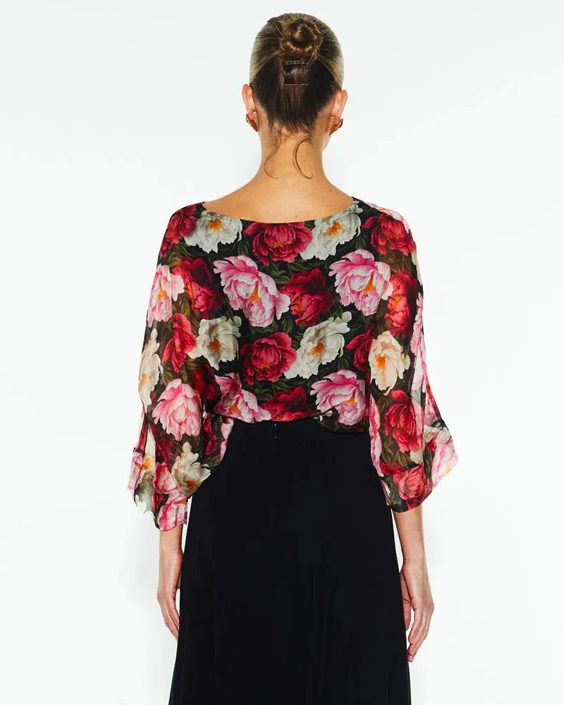 Sunlight and Shadow Silk Top - Oscar Floral