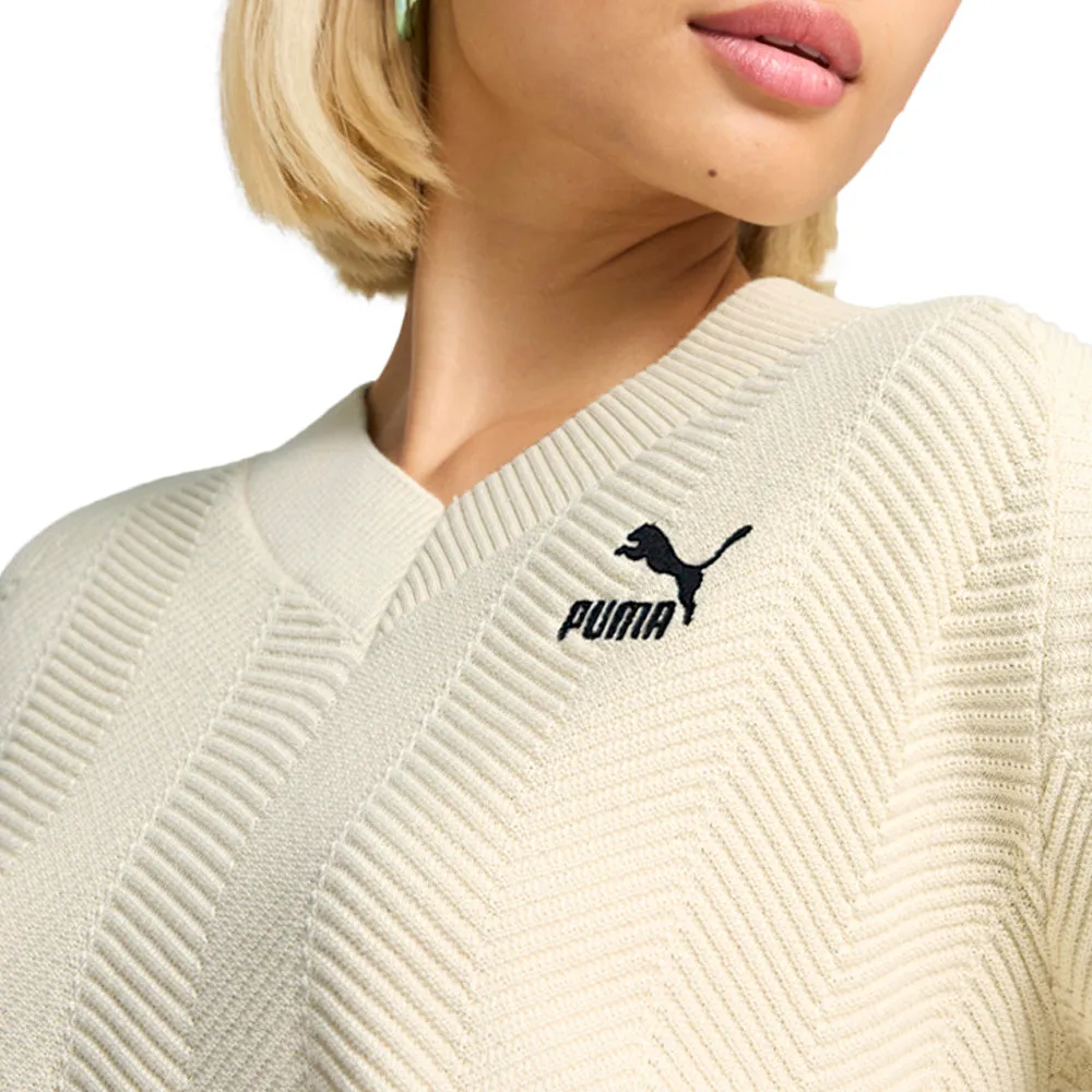 T7 Knitted Logo V Neck Long Sleeve Sweater