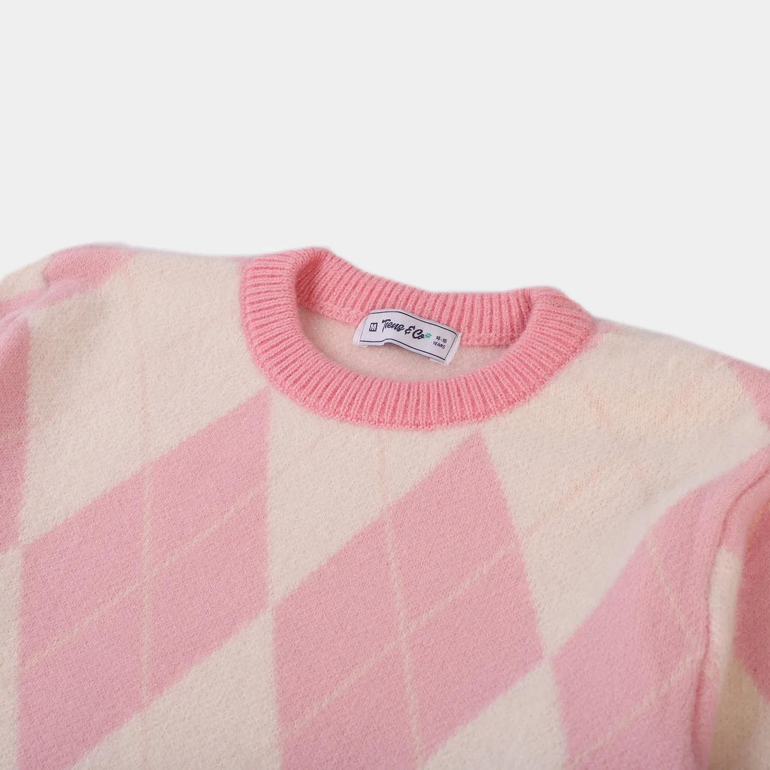 Teens Girls Knitted Sweater -Pink