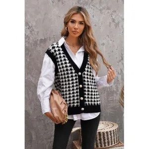 The Houndstooth Button Front Sweater Vest