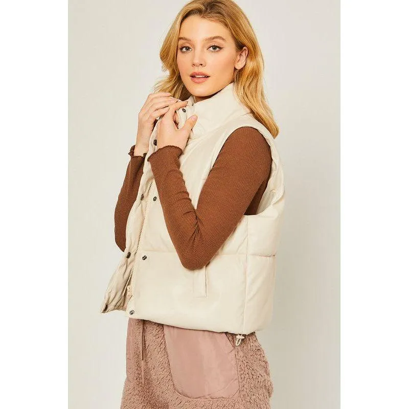 The Puffer Vest in Beige, Camel or Black