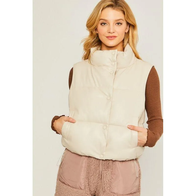 The Puffer Vest in Beige, Camel or Black