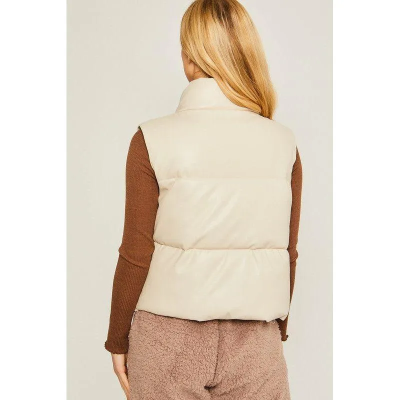 The Puffer Vest in Beige, Camel or Black