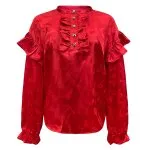 TIA-LS-FRILL BLOUSE - RED BOW