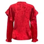 TIA-LS-FRILL BLOUSE - RED BOW