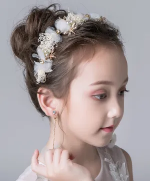 Unique Gold Alloy Tulle Pearl Dragonfly Kids Hairpin IU048