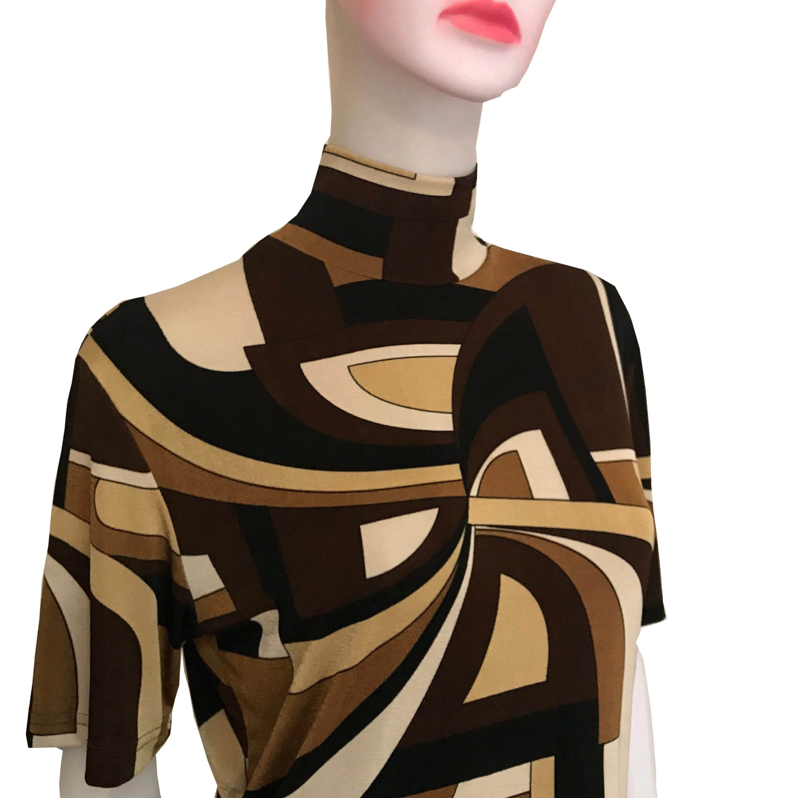 Vintage 1960s Mod Print Mock Turtleneck