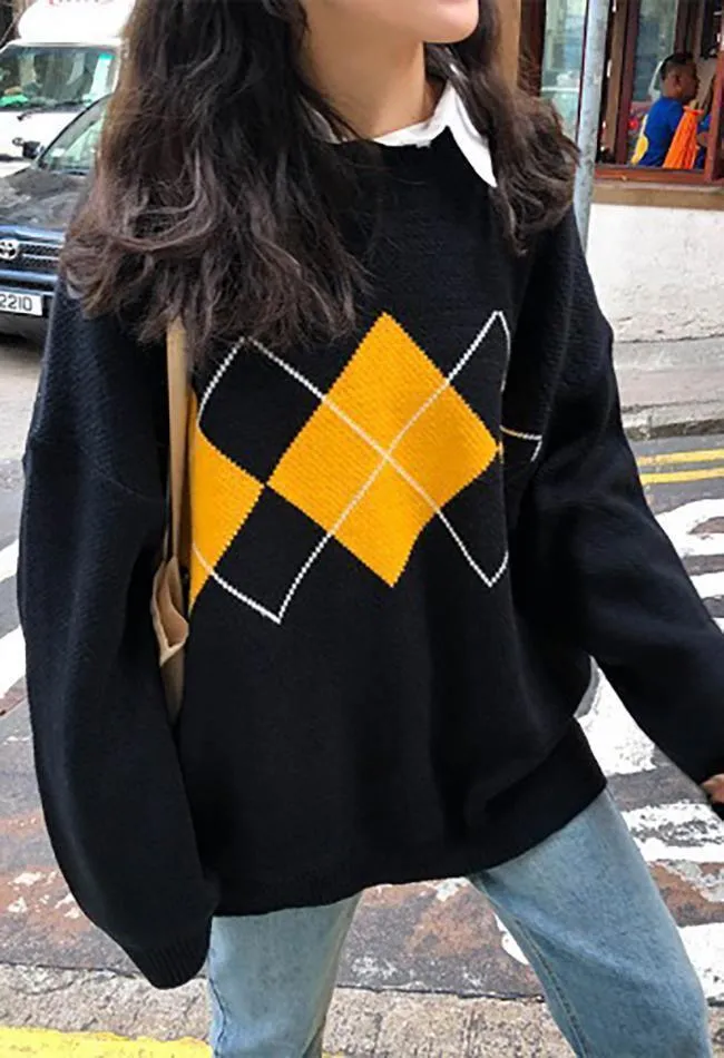 Vintage Argyle Pullover Sweater