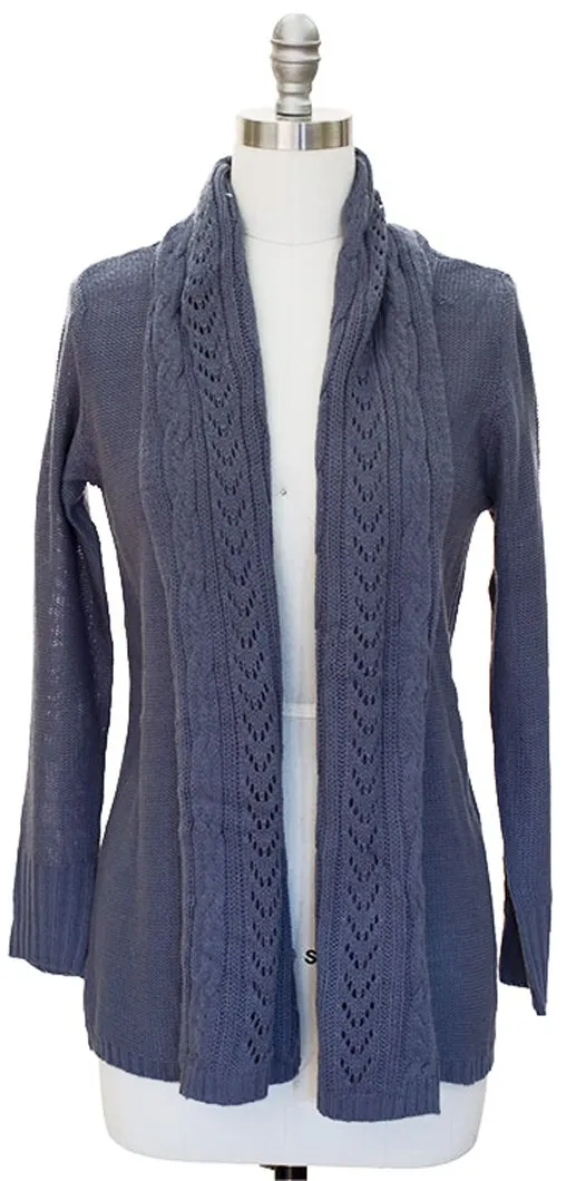 Vintage Knit Draped Cardigan (Large, Grey)