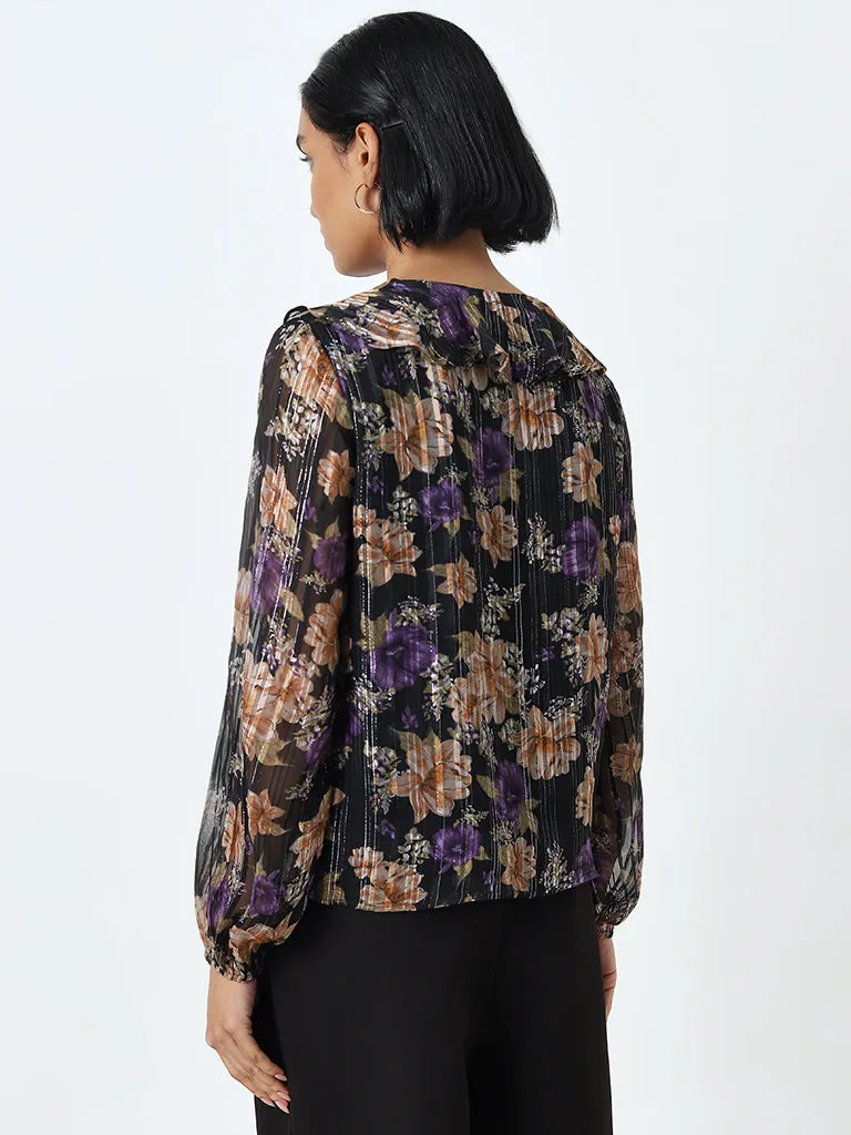 Wardrobe Black Floral Detailed Top