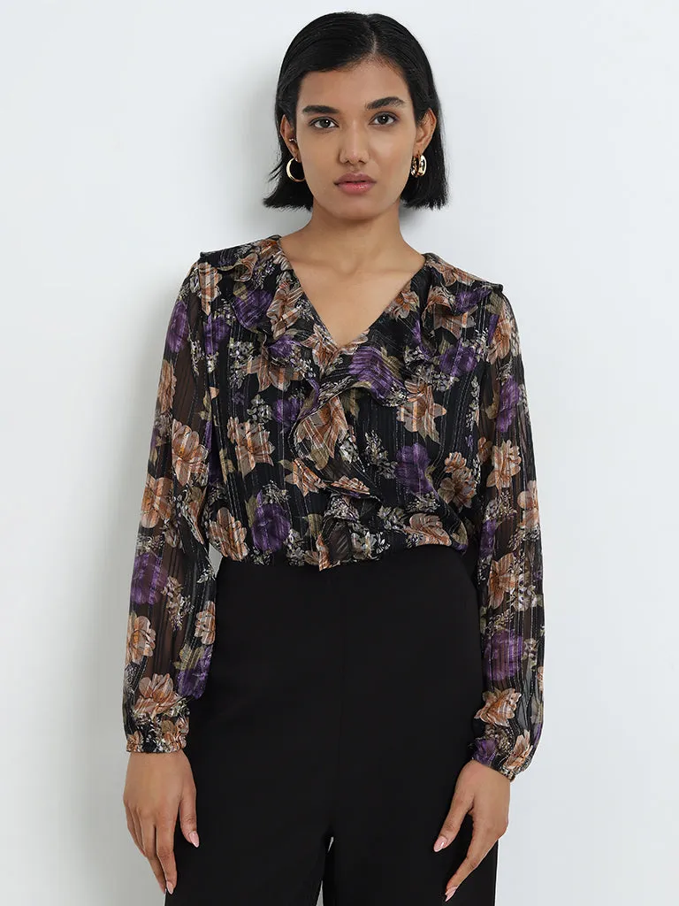 Wardrobe Black Floral Detailed Top