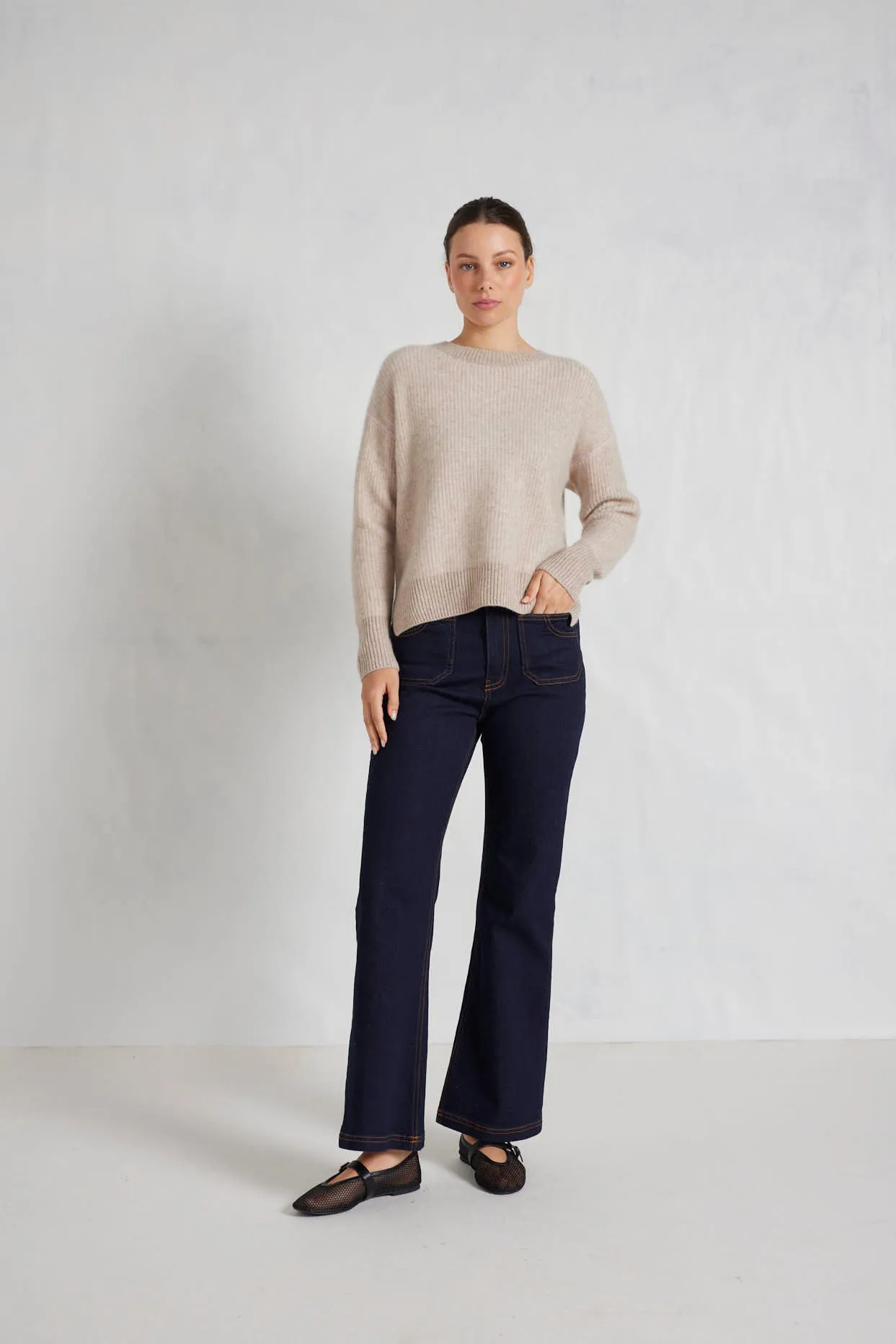 Zoe Cashmere Sweater in Lightweight Beige